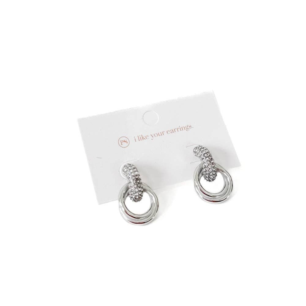 double hoop earrings feature a diamond-detailed top