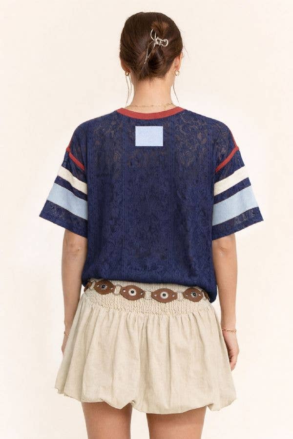 USA Patchwork Floral Lace Top &amp; Inner Tank Set