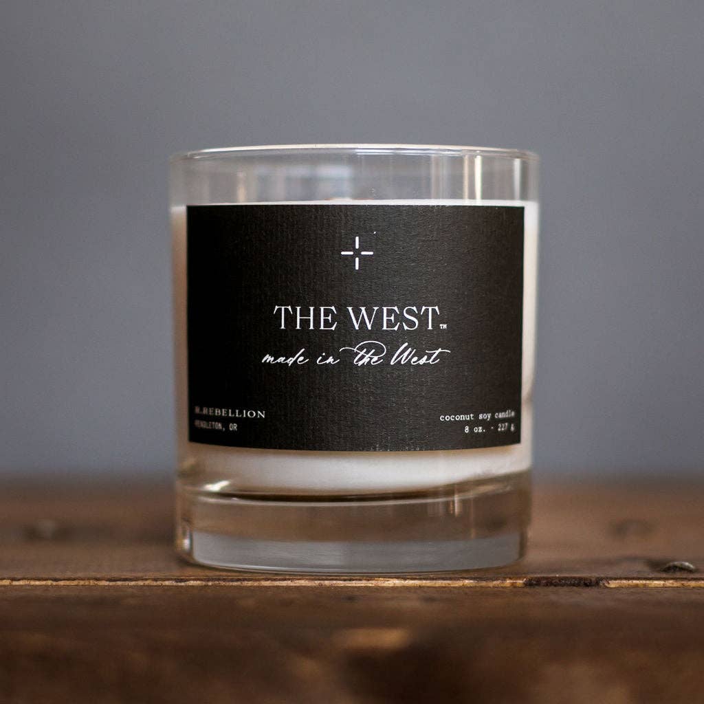 "The West" Luxury Scented Candle | Crackling Wood Wick &amp; Coconut Soy