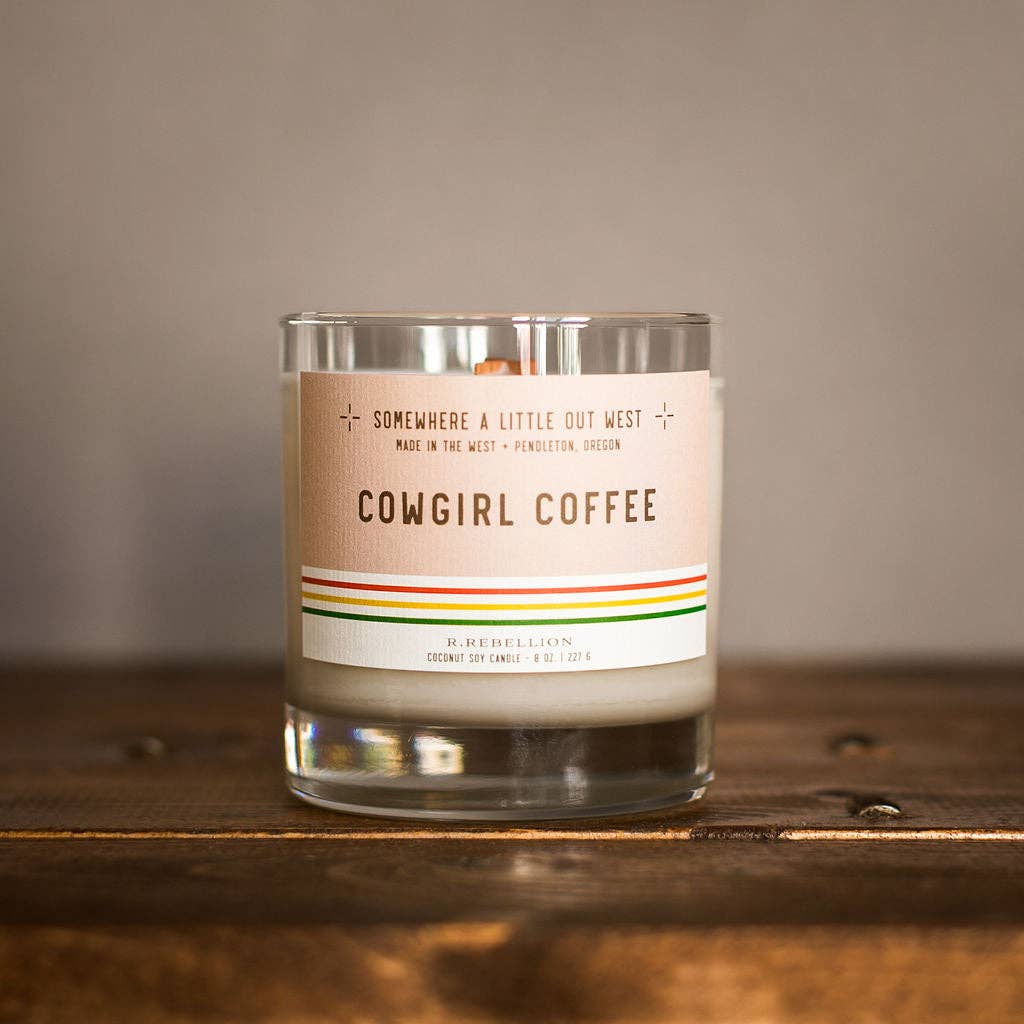 Cowgirl Coffee Wood Wick Candle | Spiced Chai Latte Whiskey Glass