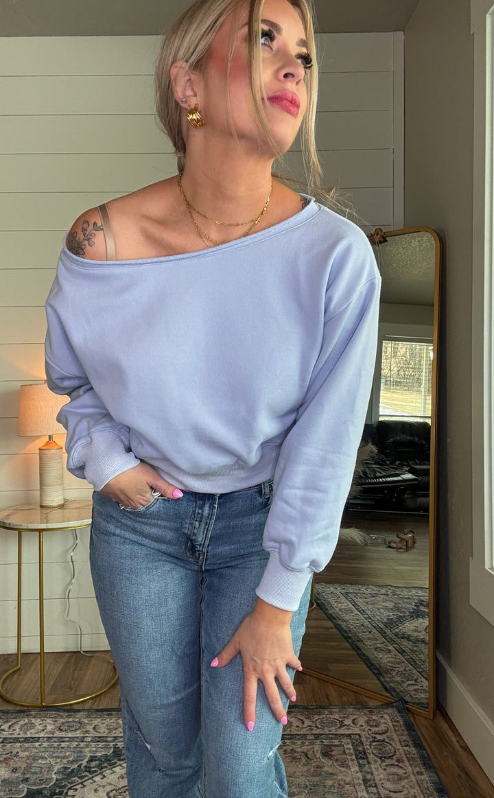 The Aria Off-Shoulder Sweatshirt - Timber & Velvet Boutique 