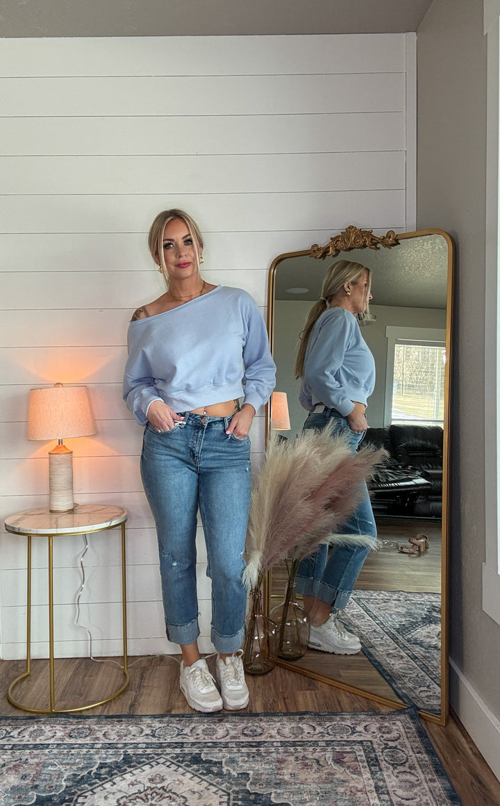 The Aria Off-Shoulder Sweatshirt - Timber & Velvet Boutique 