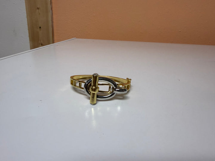 The Nellie Two-Tone Mixed Metal Layering Bangle