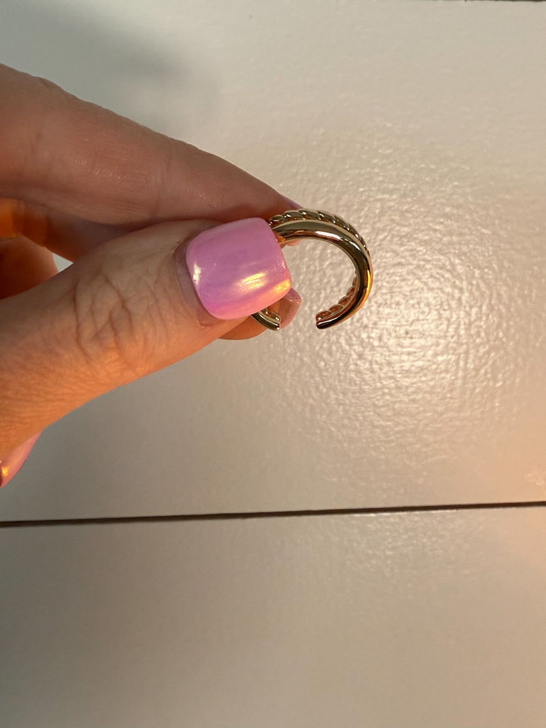 Solstice Wrap Ring -  layered, open-wrap design, adjustable, gold 