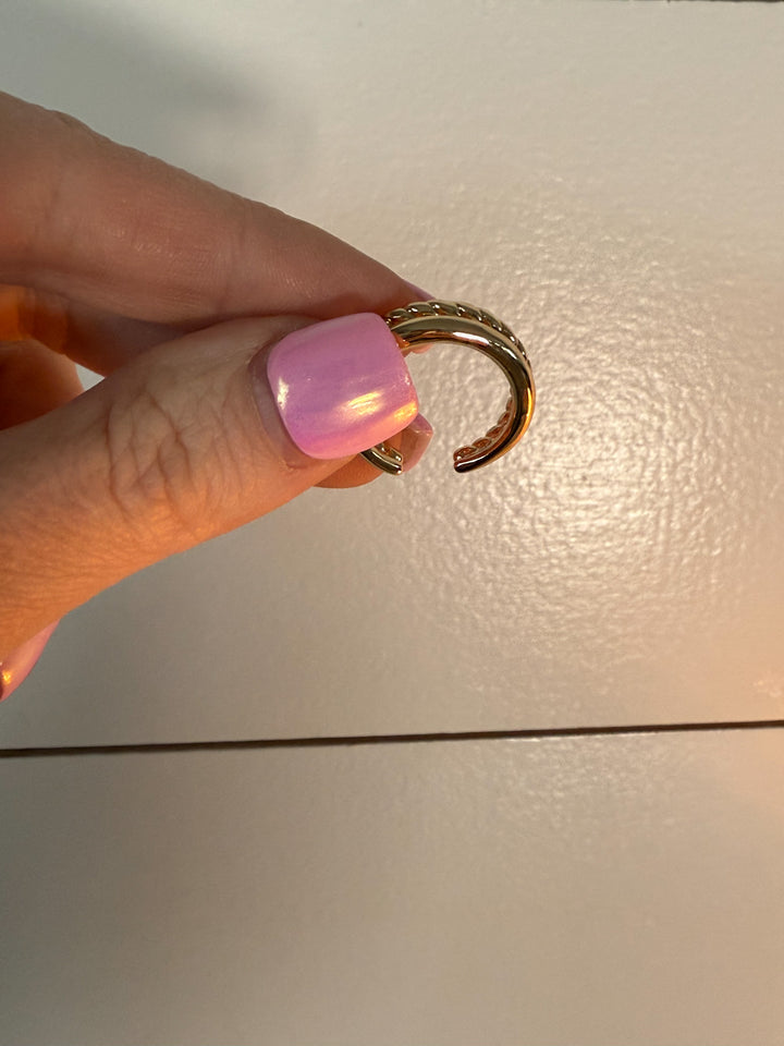 Solstice Wrap Ring -  layered, open-wrap design, adjustable, gold 