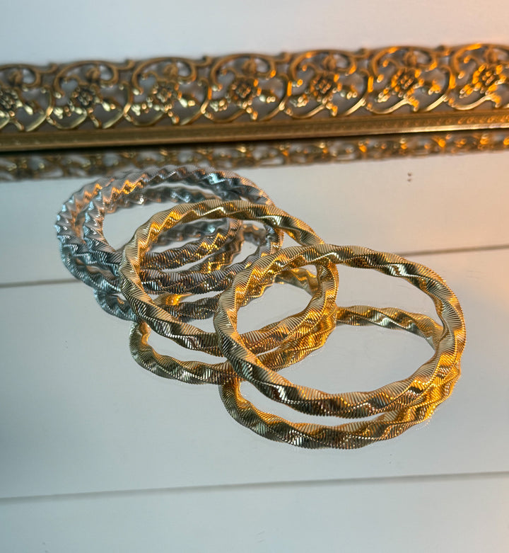 The Aspen Ridge Bangle - designed with a subtle, wave-like pattern, stretchable