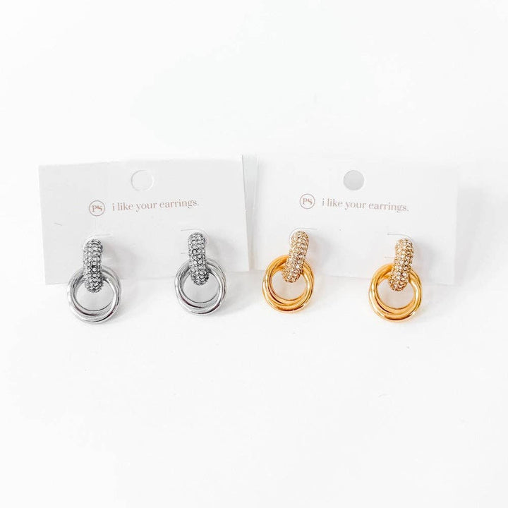 double hoop earrings feature a diamond-detailed top