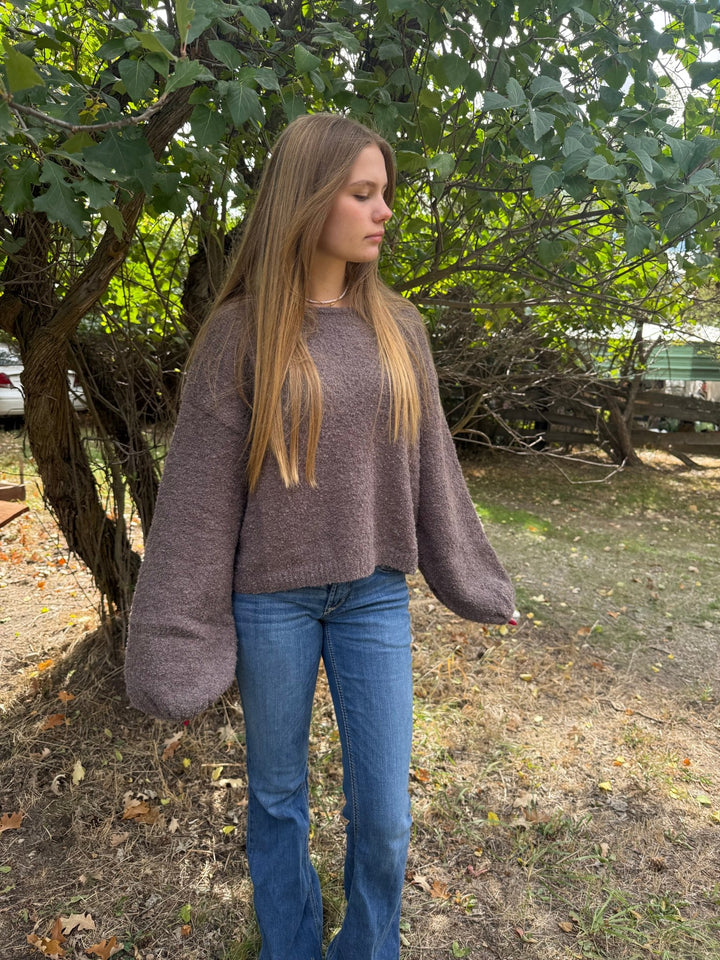 Agnes Mocha Textured Knit Pullover Sweater - Timber &amp; Velvet Boutique