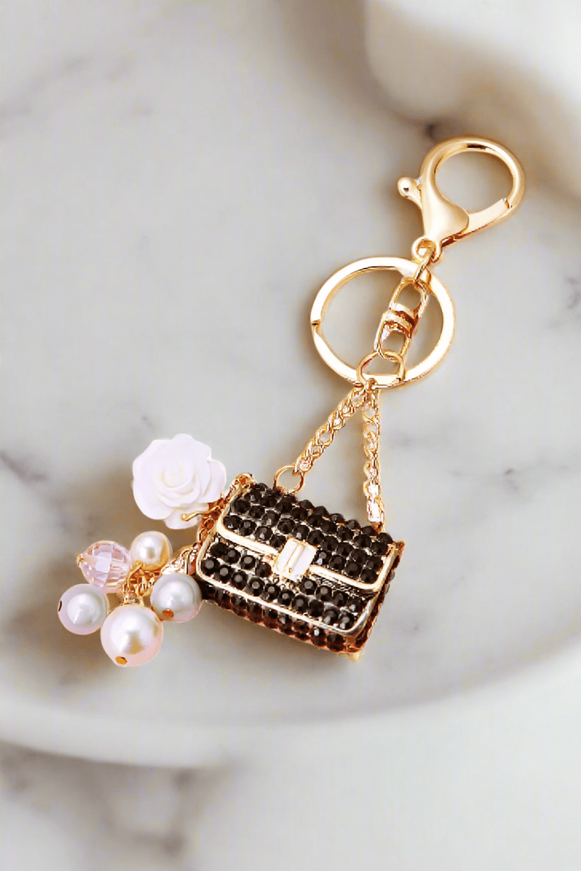 Black Rhinestone Handbag Purse Charm - Timber & Velvet Boutique