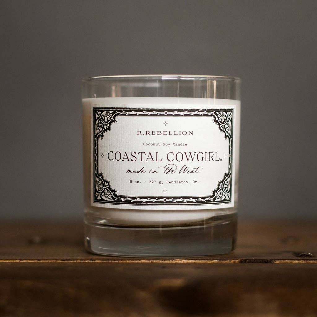 Coastal Cowgirl Wood Wick Candle | 8oz Whiskey Glass - Timber & Velvet Boutique