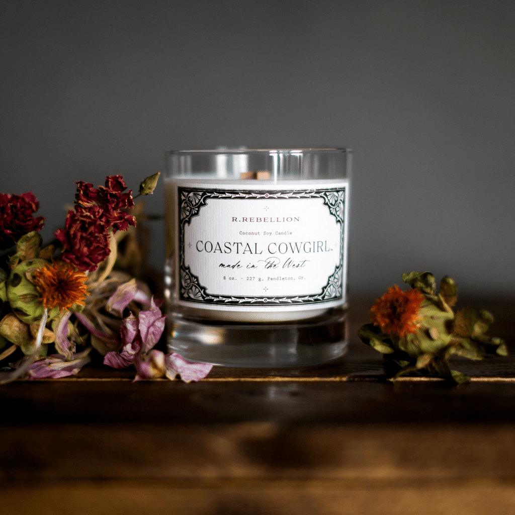 Coastal Cowgirl Wood Wick Candle | 8oz Whiskey Glass - Timber &amp; Velvet Boutique