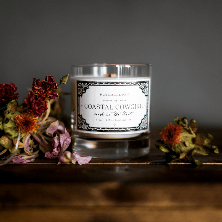 Coastal Cowgirl Wood Wick Candle | 8oz Whiskey Glass - Timber &amp; Velvet Boutique
