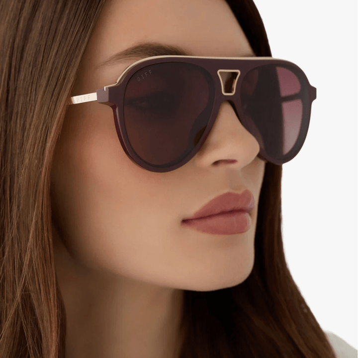 DIFF Tosca II Sunglasses – Rugby Red + Burgundy Gradient Polarized - Timber &amp; Velvet Boutique