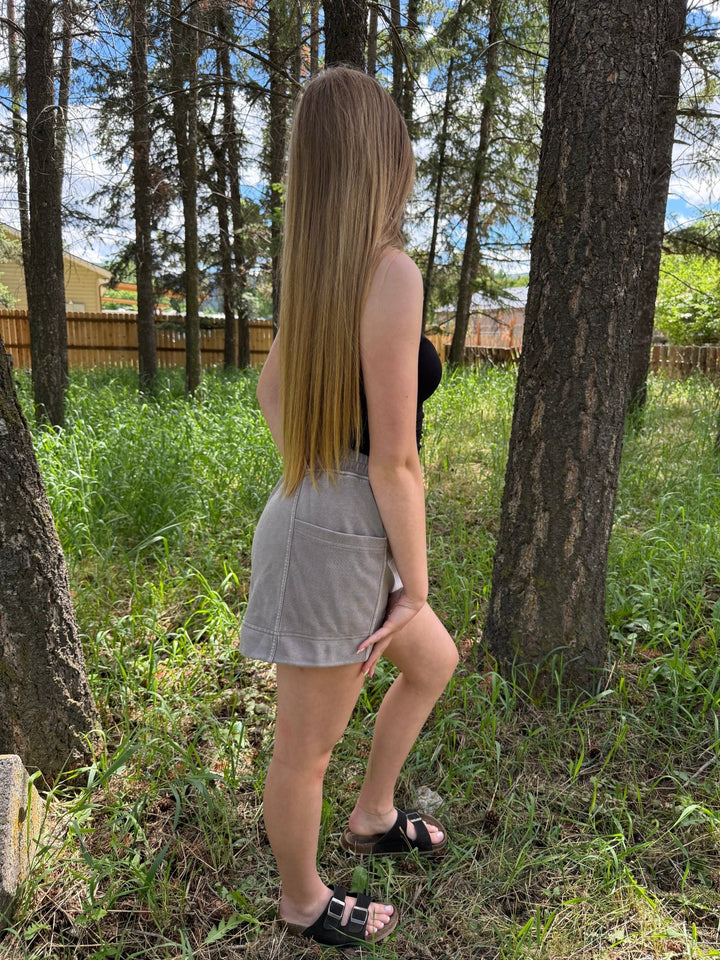 Emmylou Vintage Mineral Wash French Terry Skort with Built-in Shorts - Timber &amp; Velvet Boutique