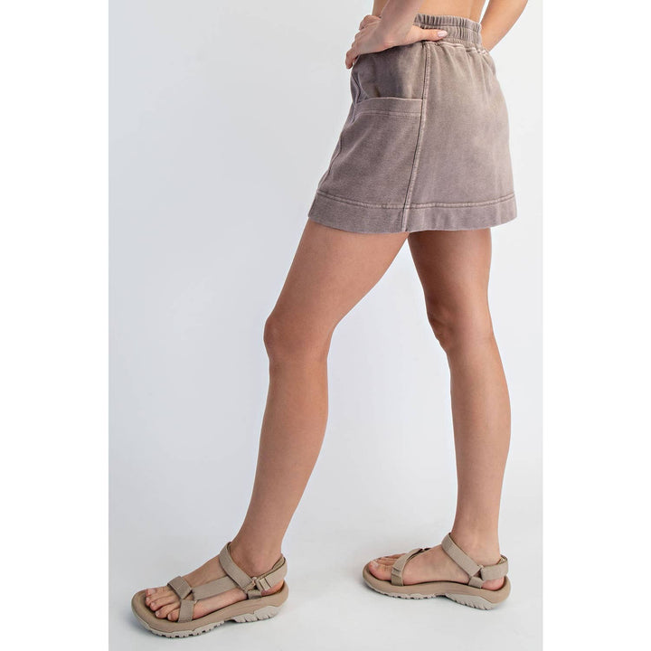 Emmylou Vintage Mineral Wash French Terry Skort with Built-in Shorts - Timber &amp; Velvet Boutique