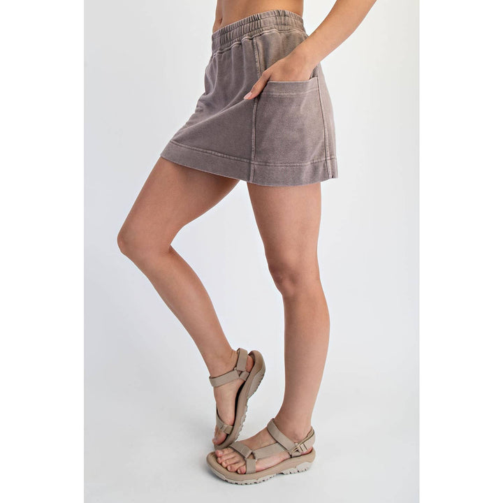 Emmylou Vintage Mineral Wash French Terry Skort with Built-in Shorts - Timber &amp; Velvet Boutique