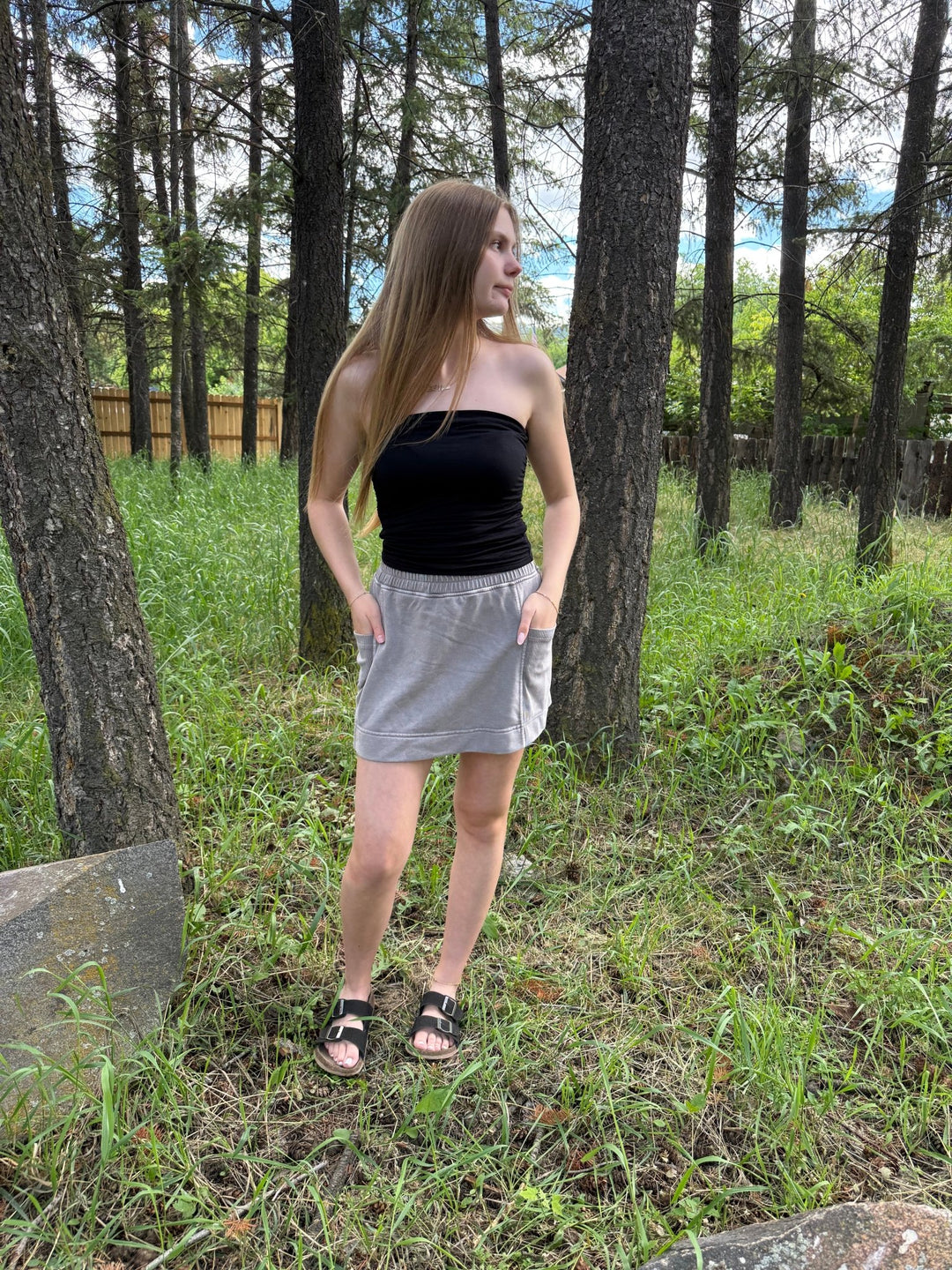 Emmylou Vintage Mineral Wash French Terry Skort with Built-in Shorts - Timber & Velvet Boutique