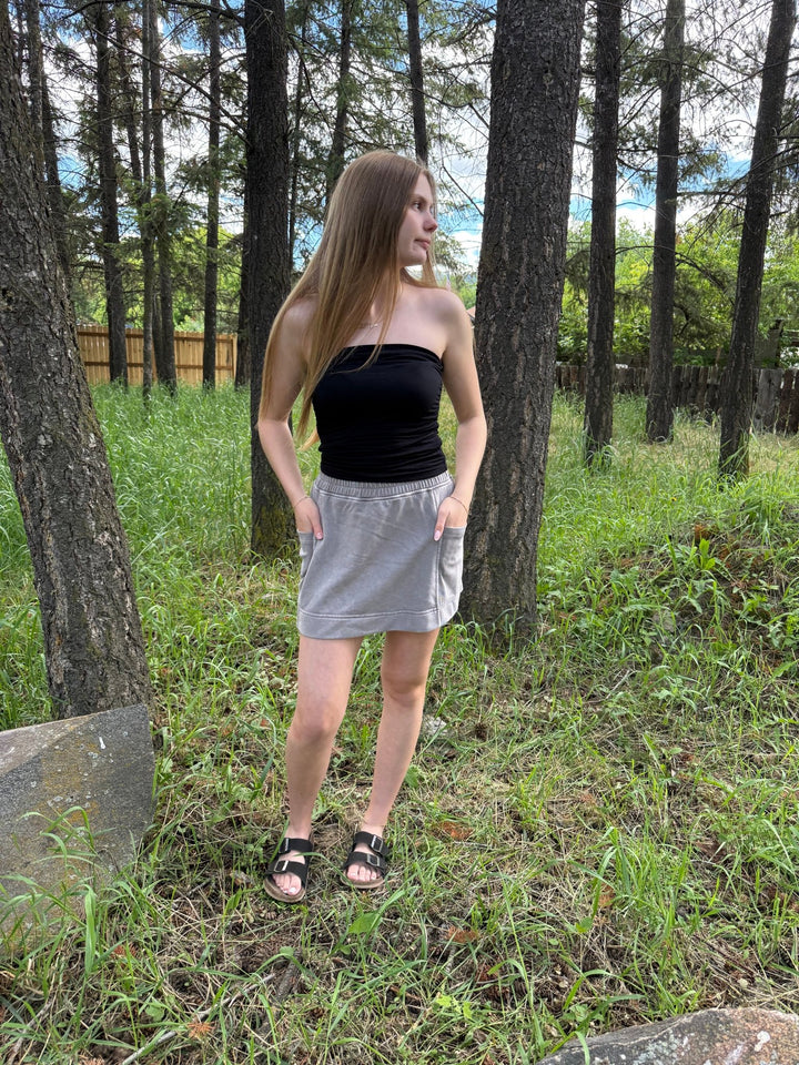 Emmylou Vintage Mineral Wash French Terry Skort with Built-in Shorts - Timber &amp; Velvet Boutique