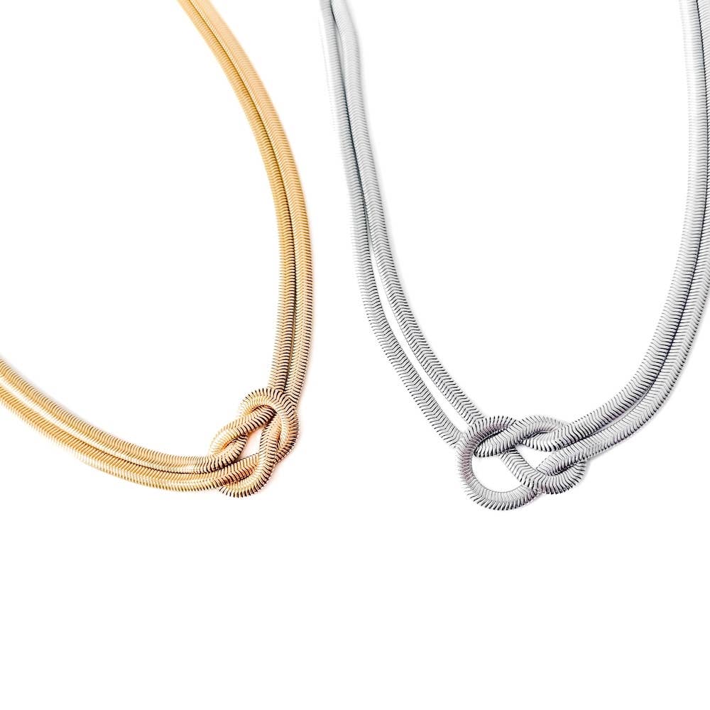double-strand necklace with knot detail waterproof
