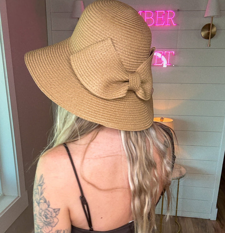 Golden Bow Straw Hat - Timber &amp; Velvet Boutique