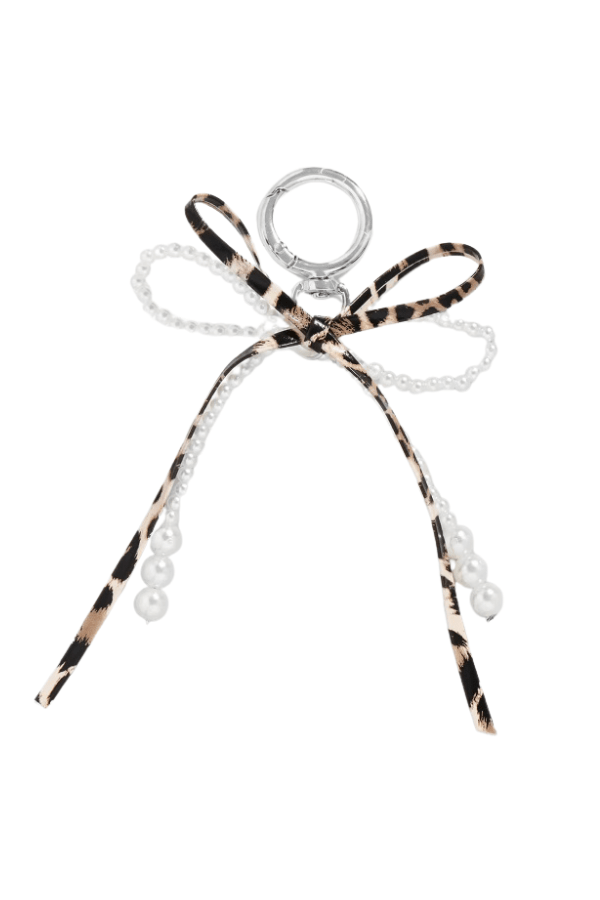 Leopard and White Beaded Bow Purse Charm - Timber & Velvet Boutique