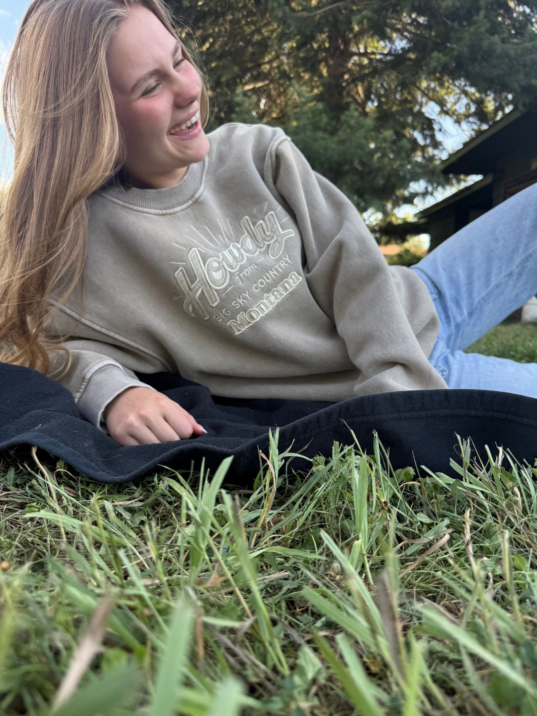 Montana "Howdy" Embroidered Crewneck | Big Sky Country Premium Sweatshirt - Timber &amp; Velvet Boutique