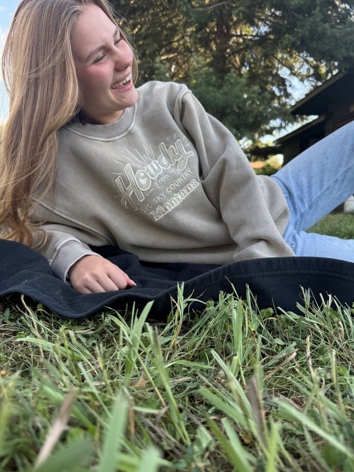 Montana "Howdy" Embroidered Crewneck | Big Sky Country Premium Sweatshirt - Timber &amp; Velvet Boutique