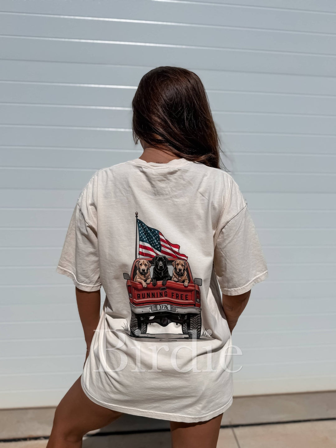 Patriotic "Running Free" Lab Truck Graphic Tee - Timber & Velvet Boutique