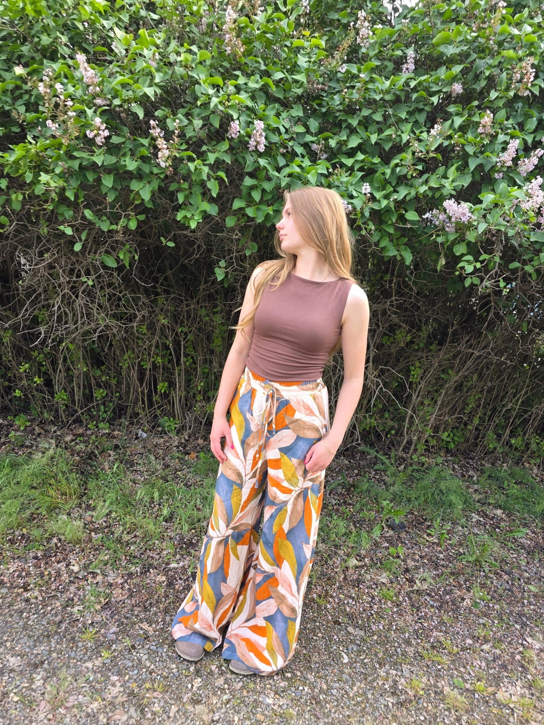 Pearl Tropical Print Smocked Wide Leg Pants - Timber &amp; Velvet Boutique