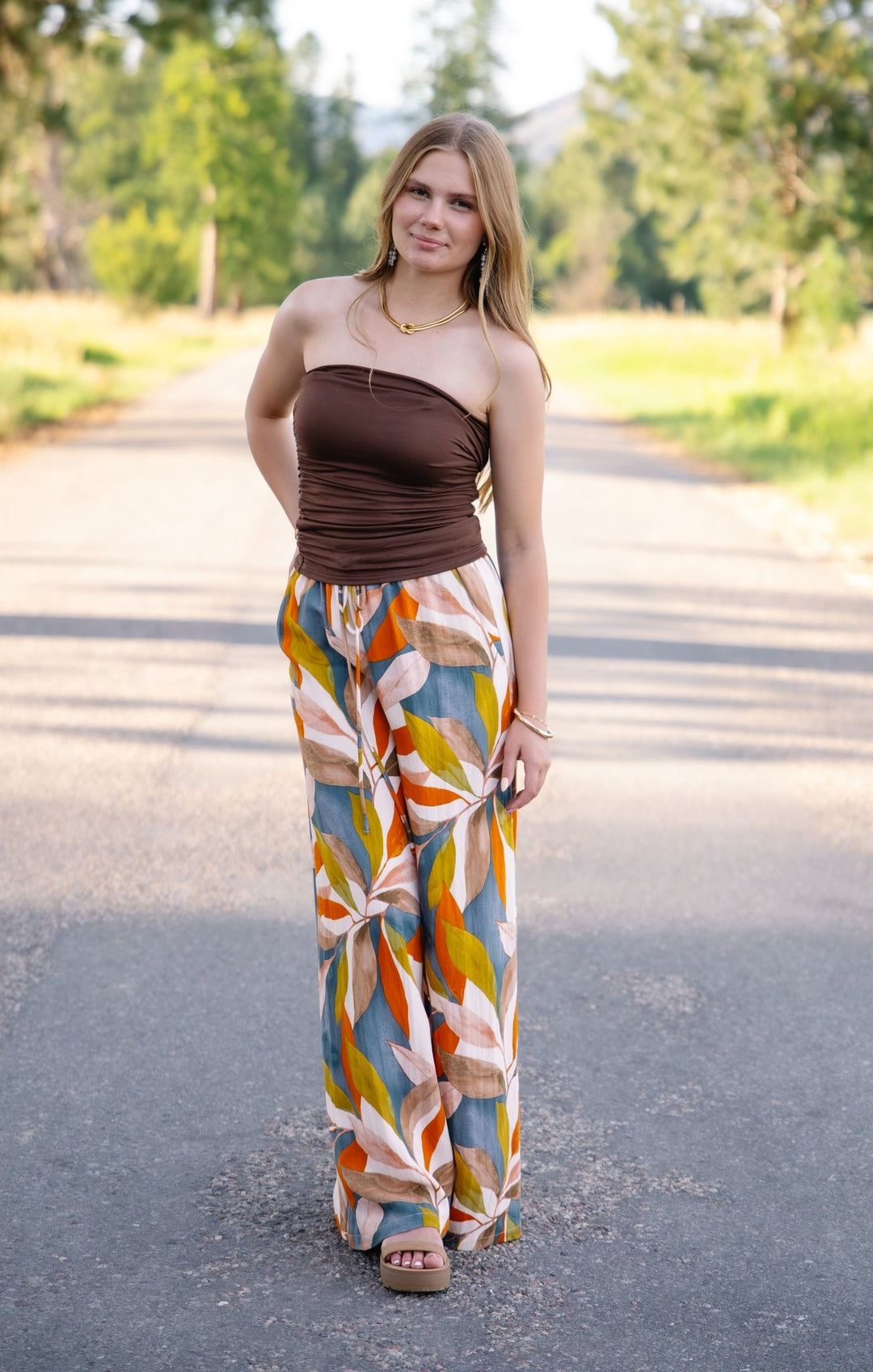Pearl Tropical Print Smocked Wide Leg Pants - Timber & Velvet Boutique