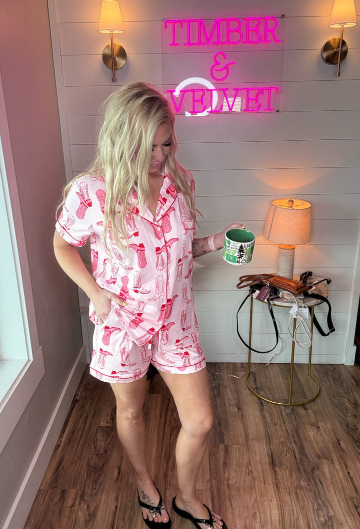 Pink Cowgirl Pajama Set - Timber &amp; Velvet Boutique