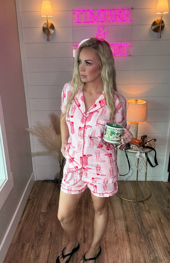 Pink Cowgirl Pajama Set - Timber &amp; Velvet Boutique