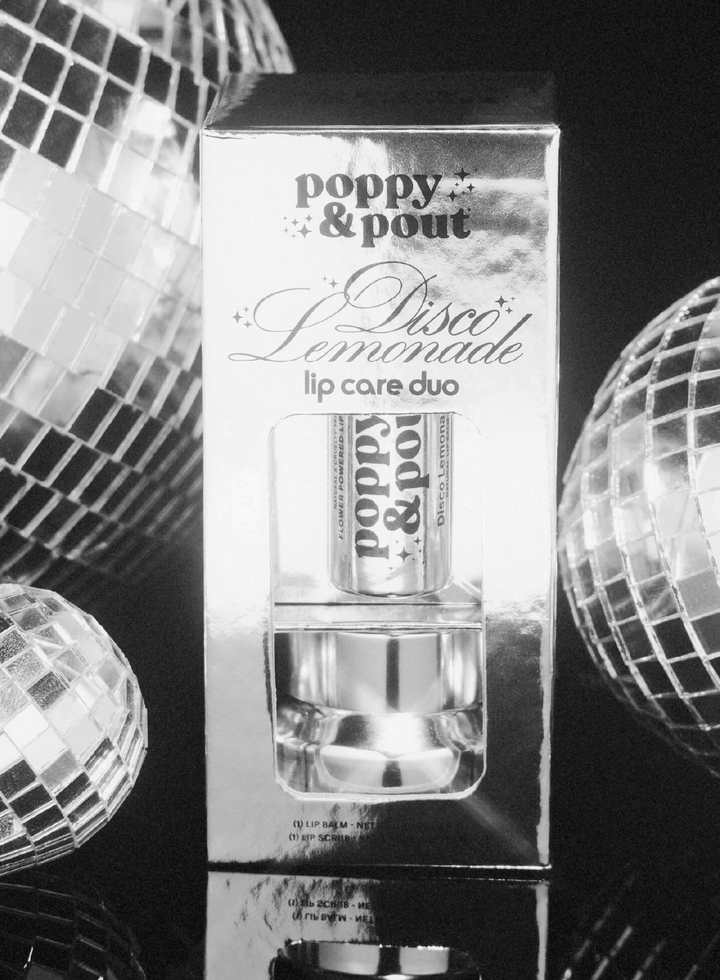 Poppy &amp; Pout Limited Edition Disco Lemonade Lip Care Duo | Natural Lip Balm &amp; Scrub Gift Set - Timber &amp; Velvet Boutique