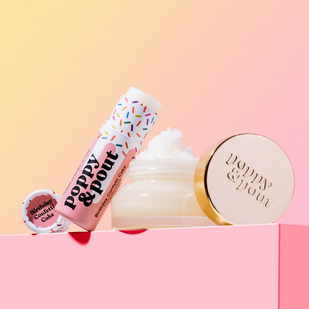 Poppy &amp; Pout Lip Care Duo - Birthday Confetti Cake - Timber &amp; Velvet Boutique