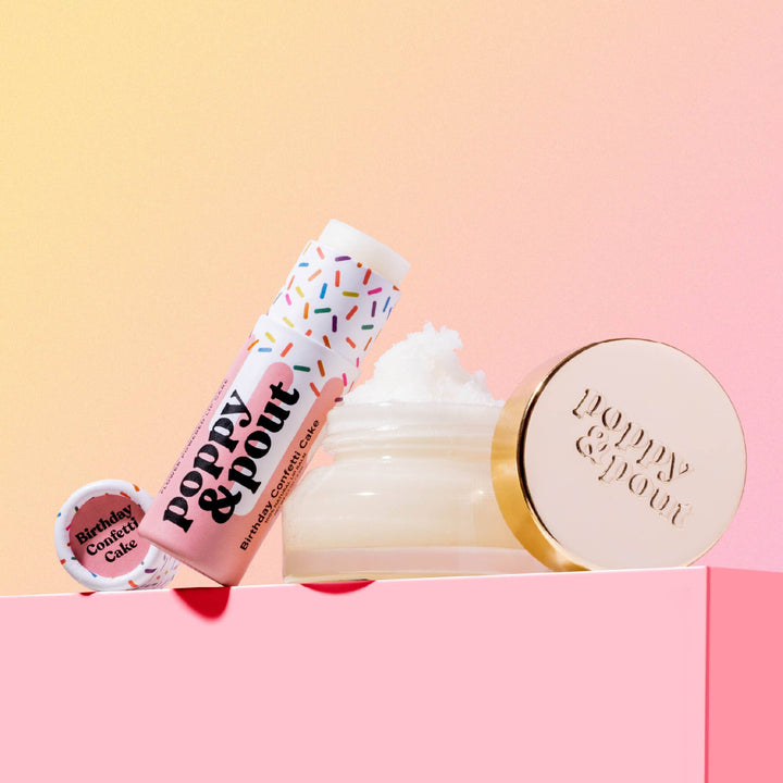 Poppy &amp; Pout Lip Care Duo - Birthday Confetti Cake - Timber &amp; Velvet Boutique