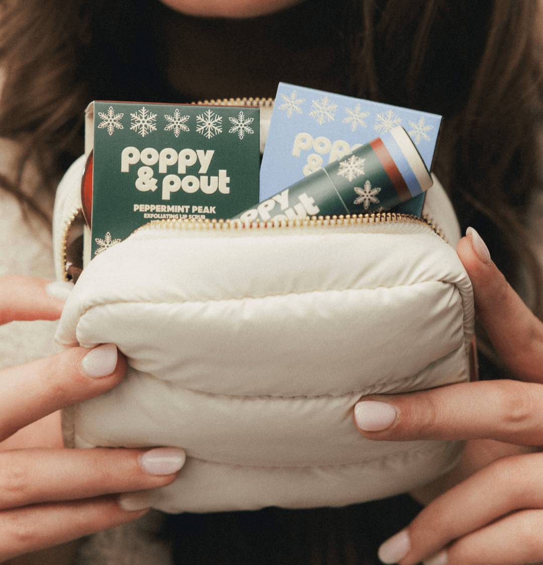 Poppy &amp; Pout Peppermint Peak Lip Care Gift Set | Retro Ski Puffer Bag Edition - Timber &amp; Velvet Boutique