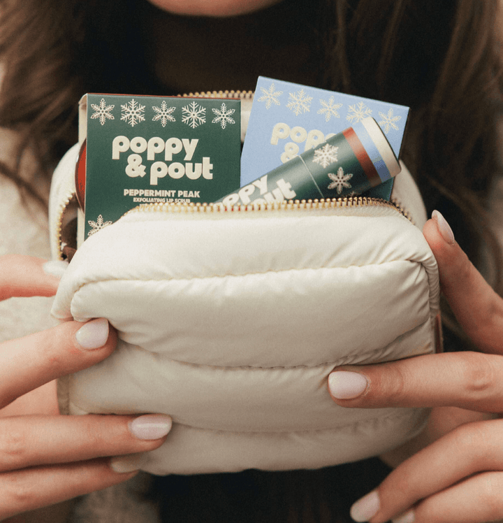 Poppy &amp; Pout Peppermint Peak Lip Care Gift Set | Retro Ski Puffer Bag Edition - Timber &amp; Velvet Boutique