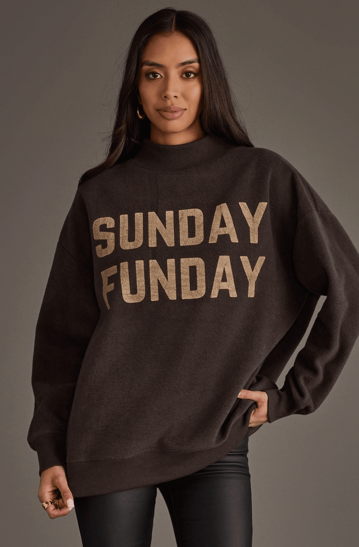 Reversible "Game Day" &amp; "Sunday Funday" Mock Neck Sweatshirt – Charcoal/Heather Grey - Timber &amp; Velvet Boutique