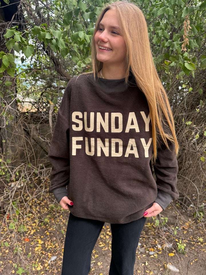 Reversible "Game Day" &amp; "Sunday Funday" Mock Neck Sweatshirt – Charcoal/Heather Grey - Timber &amp; Velvet Boutique