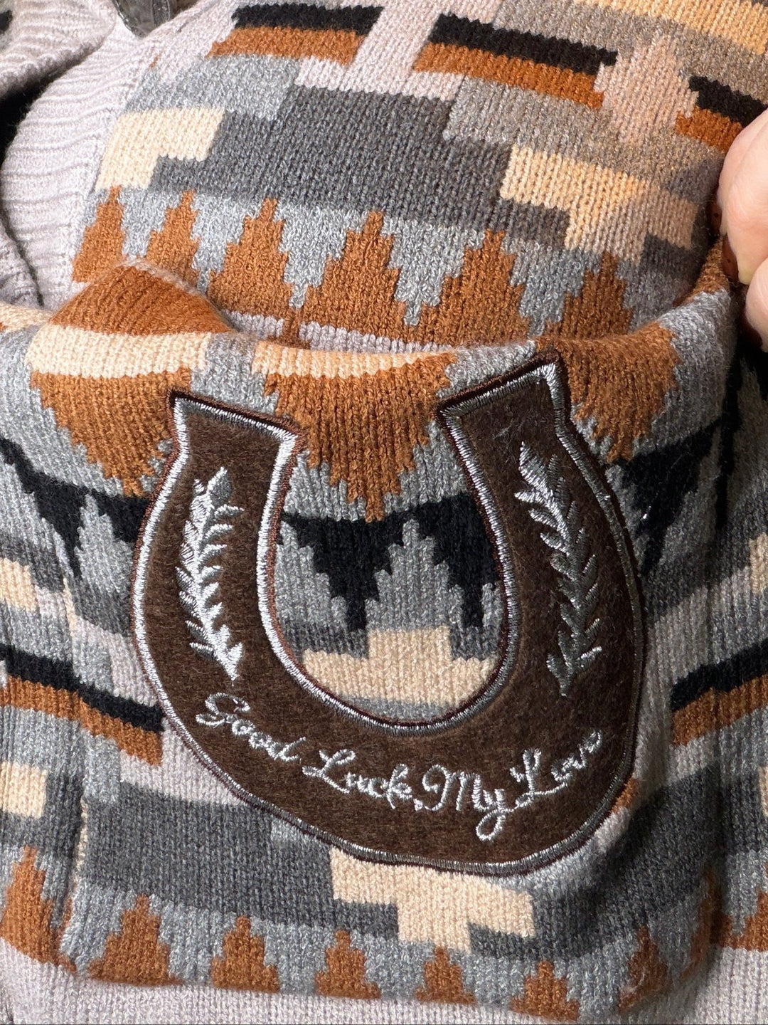 Rodeo Quincy Rena Western Cardigan – Aztec Horseshoe Knit Sweater - Timber &amp; Velvet Boutique