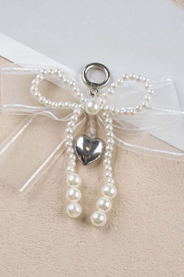 Sheer Bow with Silver Heart Purse Charm - Timber & Velvet Boutique