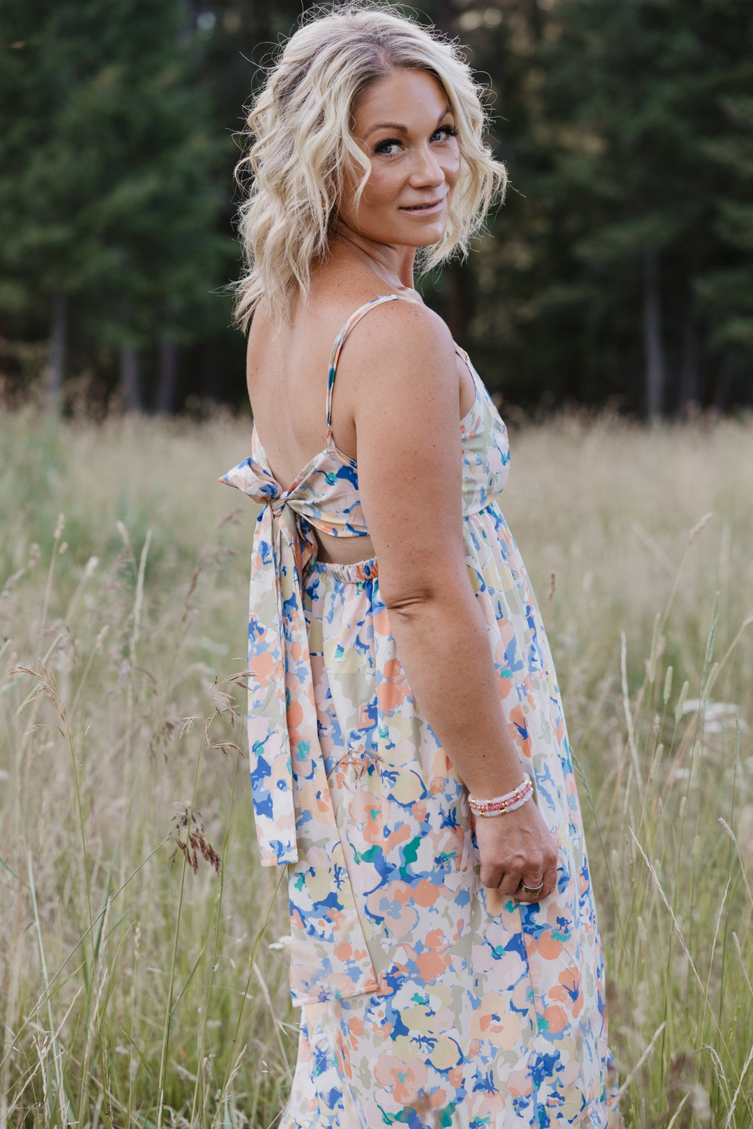 Sierra Abstract Floral Tie-Back Maxi Dress - Timber &amp; Velvet Boutique
