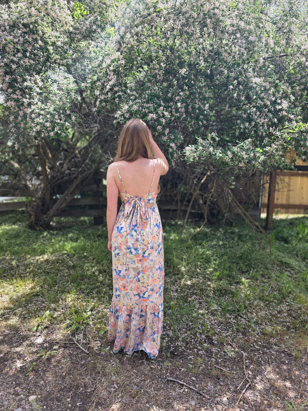 Sierra Abstract Floral Tie - Back Maxi Dress - Timber &amp; Velvet Boutique