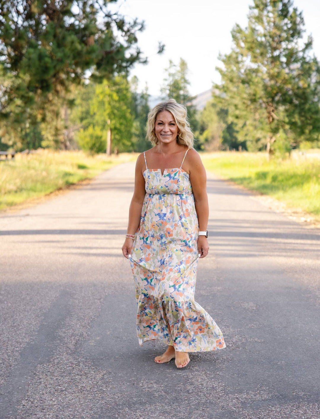 Sierra Abstract Floral Tie-Back Maxi Dress - Timber &amp; Velvet Boutique