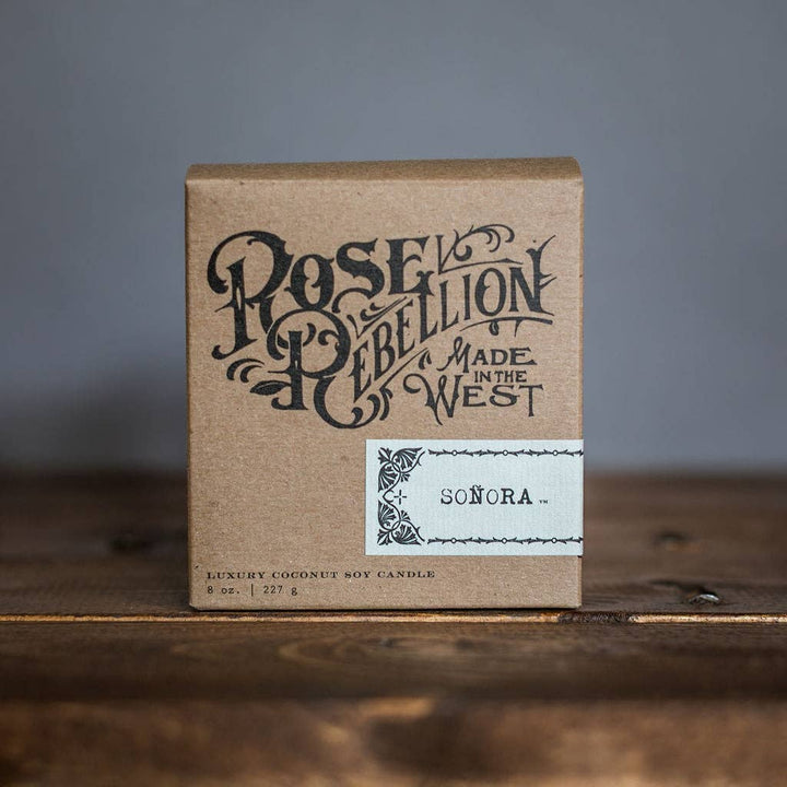 Soñora Western-Bohemian Wood Wick Candle | Juniper &amp; Amber Coconut Soy - Timber &amp; Velvet Boutique