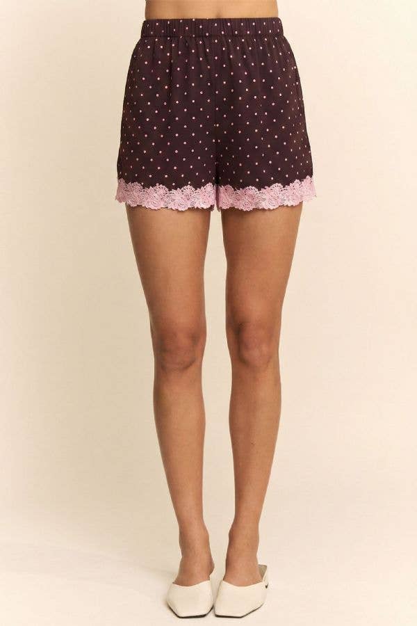 The Alessa Polka Dot Lace Trim Shorts - Timber &amp; Velvet Boutique