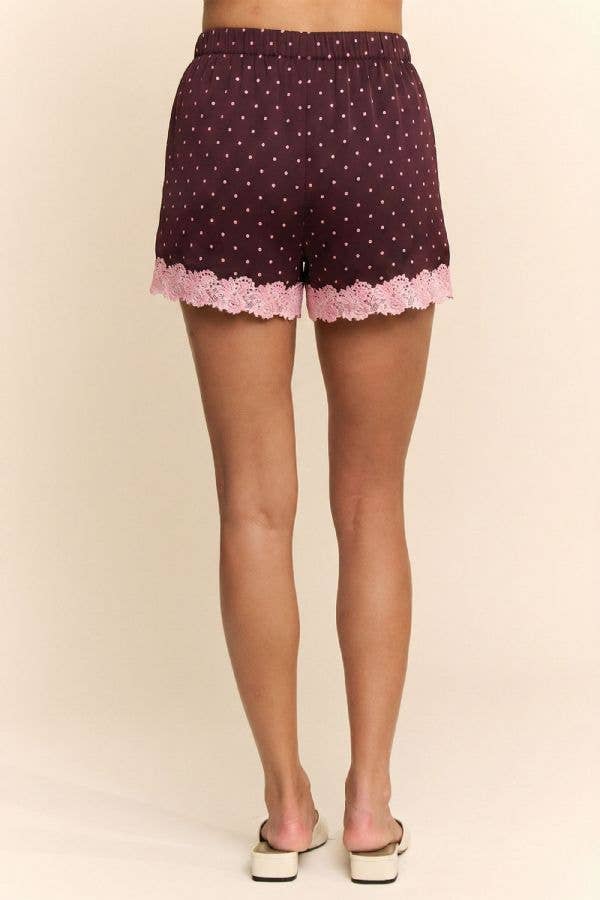The Alessa Polka Dot Lace Trim Shorts - Timber &amp; Velvet Boutique