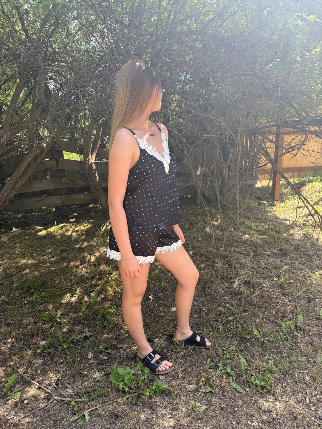 The Alessa Polka Dot Lace Trim Shorts - Timber & Velvet Boutique