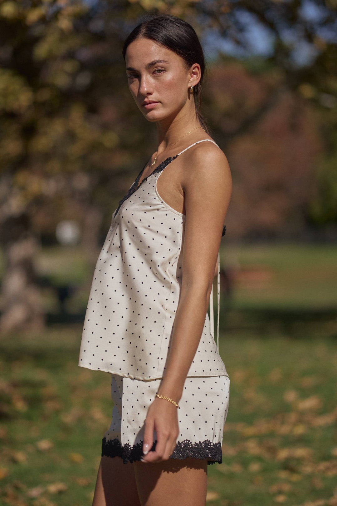 The Alessa Polka Dot Lace Trim Shorts - Timber &amp; Velvet Boutique