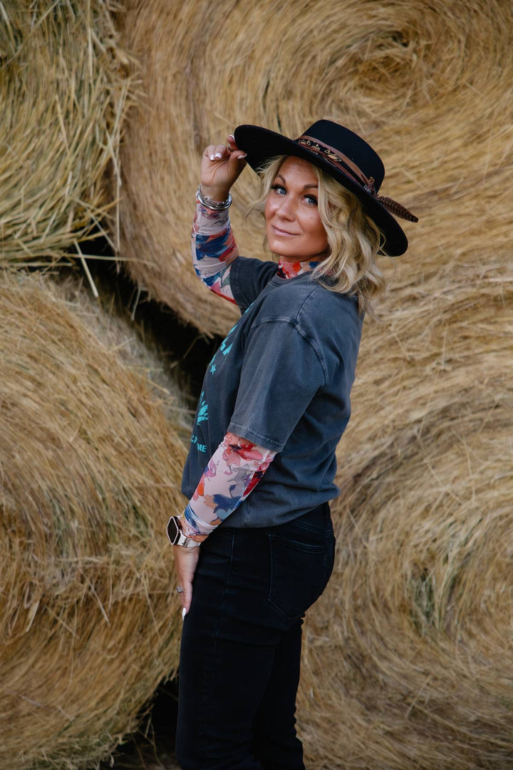 The Audra Floral Mesh Long Sleeve Top - Timber &amp; Velvet Boutique